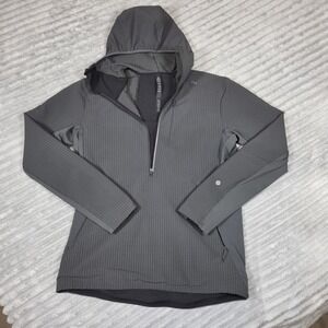 Lululemon Cold Terrain Hoodie Mens Medium Gray 3/4 Zip Stretch Water Repellent M